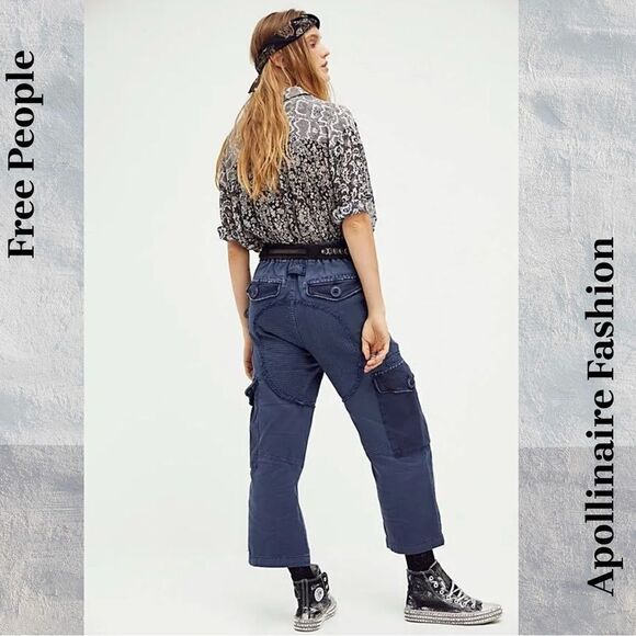 FREE PEOPLE ZION CARGO PANTS IN NAVY SIZE MEDIUM NWT - Picture 3 of 6